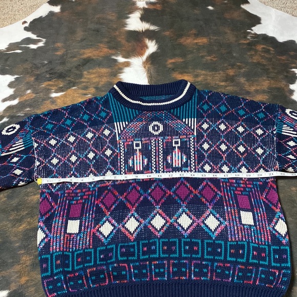 Vintage 80s Gorgeous Graphic Sweater 🔷 - Picture 3 of 4